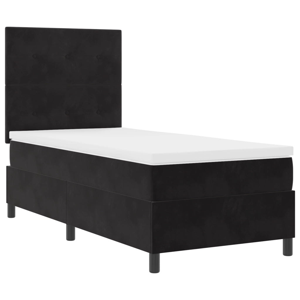 Letto a box spring  con materasso nero 90x200 cm in velluto