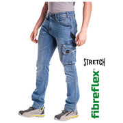 Rica Lewis 5429934 Job1 Pantaloni Jeans da Lavoro Tasconato Stretch Multitasche Taglia 58 colore Denim Chiaro