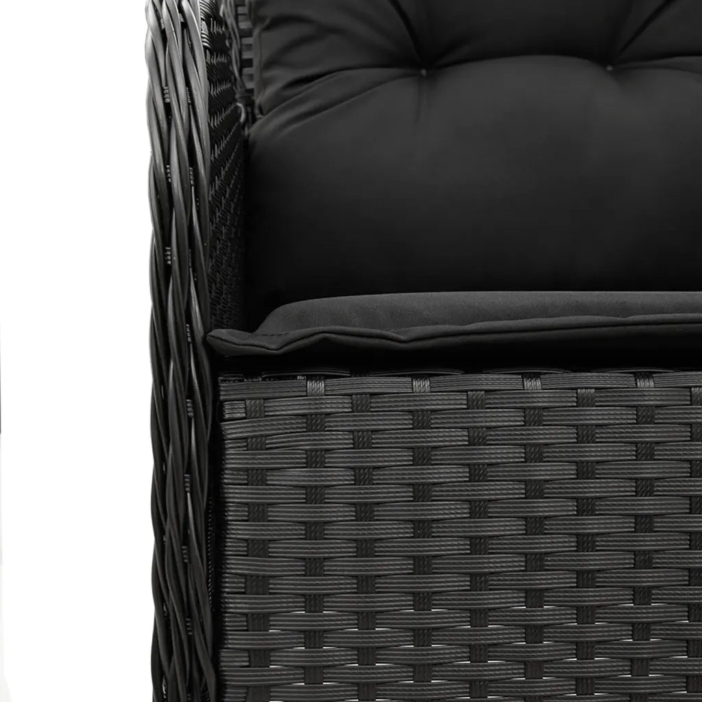Set da Pranzo da Giardino 5 pz Nero con Cuscini in Polyrattan 3211922