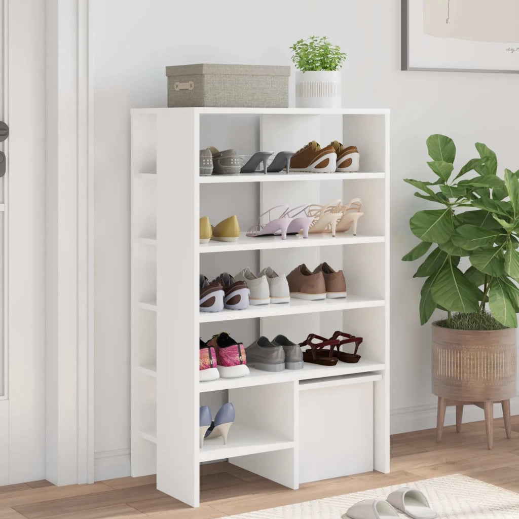 Scarpiera | Mobile per scarpe 2 pz Bianco Legno multistrato