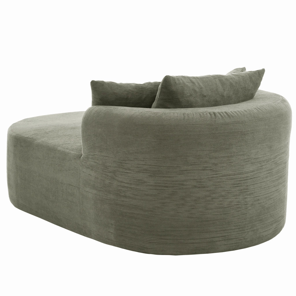 Poltrona relax ovale in corduroy con seduta profonda e forma avvolgente; verde