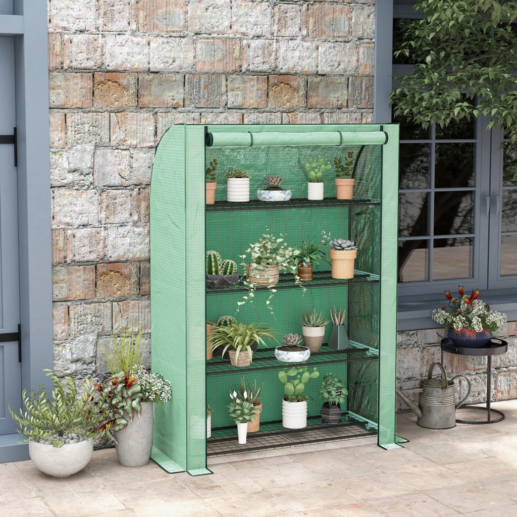 Serra 4 livelli con copertura in PE rinforzato ¨C zephmum ¨C verde 120x50x170 cm