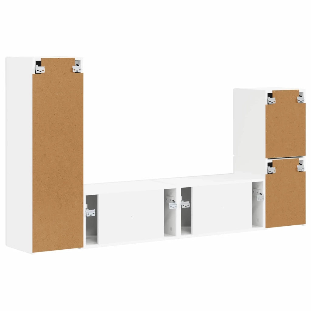 Set mobile TV Montaggio a parete 4 pcs Bianco Legno multistrato 3409024