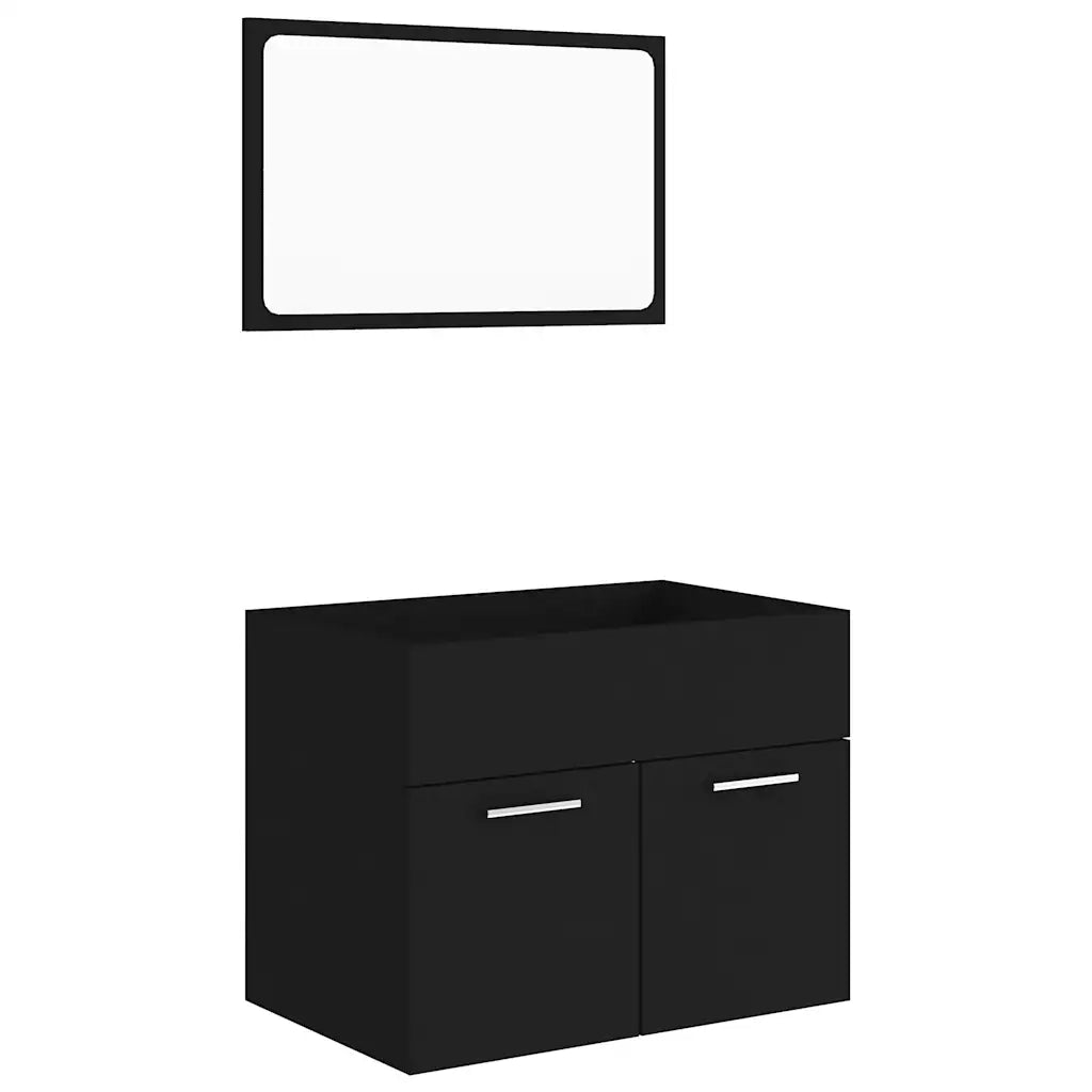 Set Mobili da Bagno 2 pz Nero in Legno Multistrato
