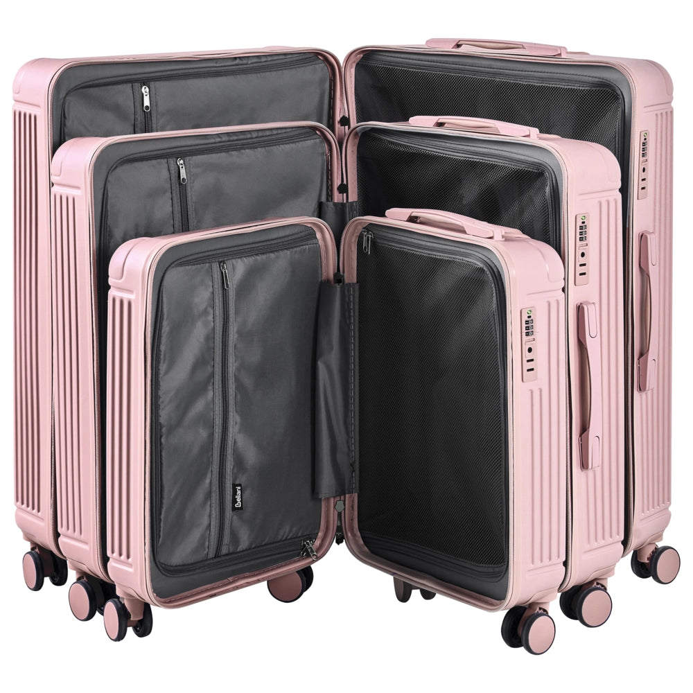 Set di 3 valigie rosa in materiale sintetico con ruote silenziose in ferro e cerniera antifurto 3 misure Lucchetto TSA Comodità