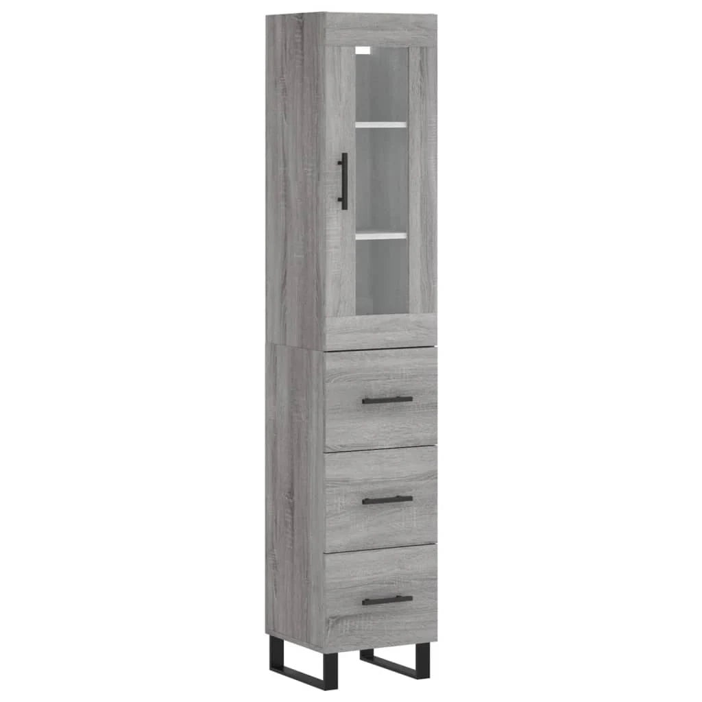 Buffet credenza cassettiera armadio mobile contenitore organizer cucina soggiorno salotto rovere Sonoma alto 34,5 x 34 x 180 cm legno ingegnerizzato grigio 02_0035296