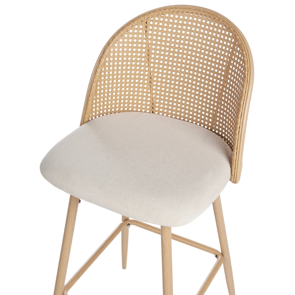 Set di 2 sgabelli da bar in metallo effetto legno con intreccio viennese stile retrò soggiorno