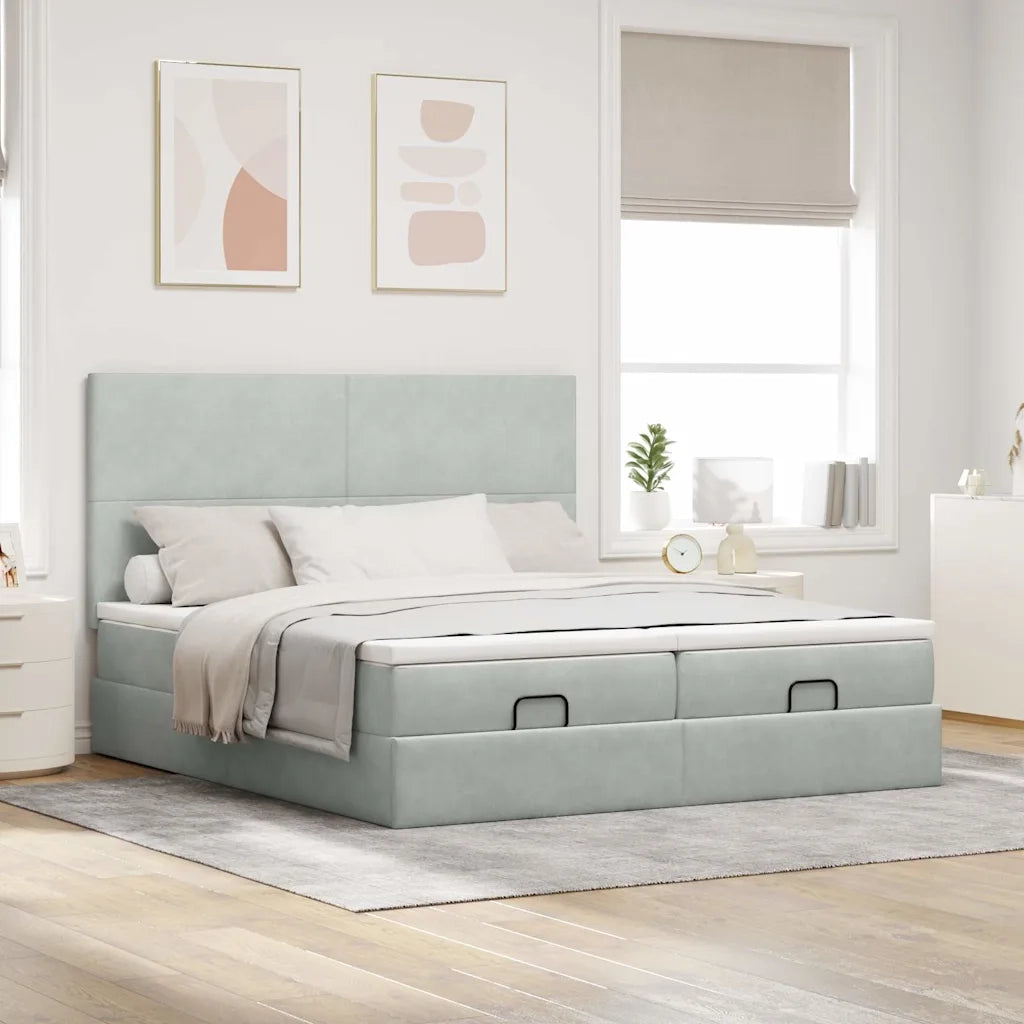 Struttura Letto Pouf con Materassi 160x200 cm in Velluto 3313748