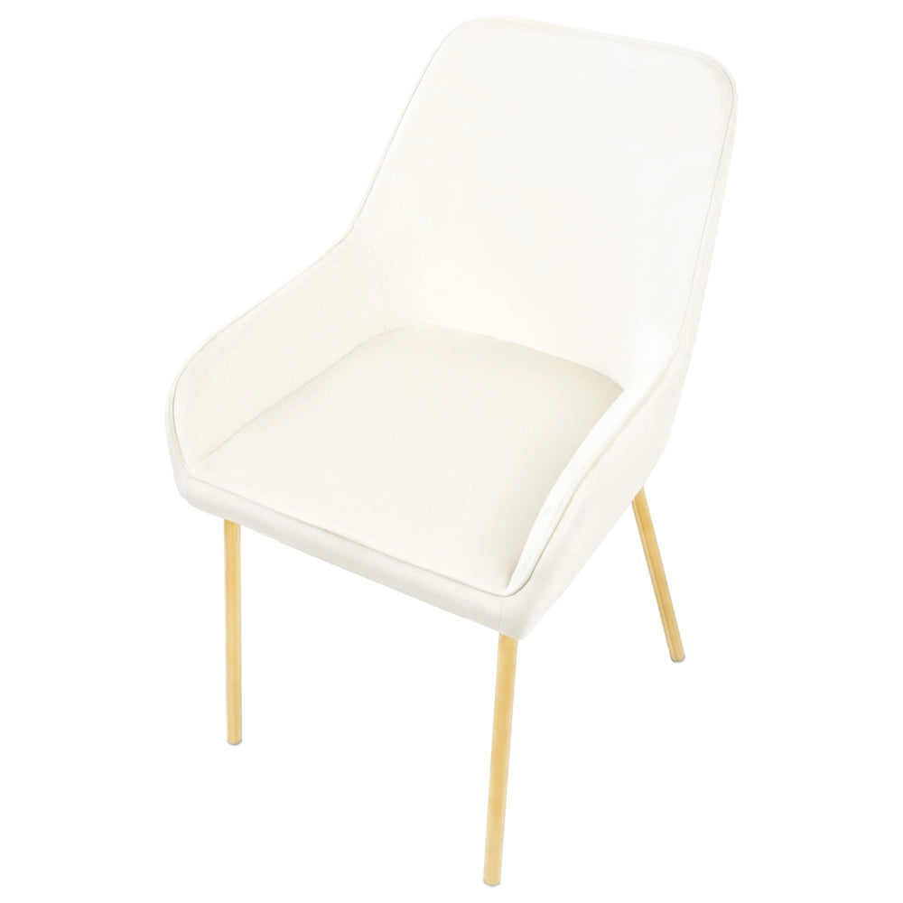 Set di 2 Sedie da Pranzo con Rivestimento in Velluto bianco sporco gambe dorate glamour retrò