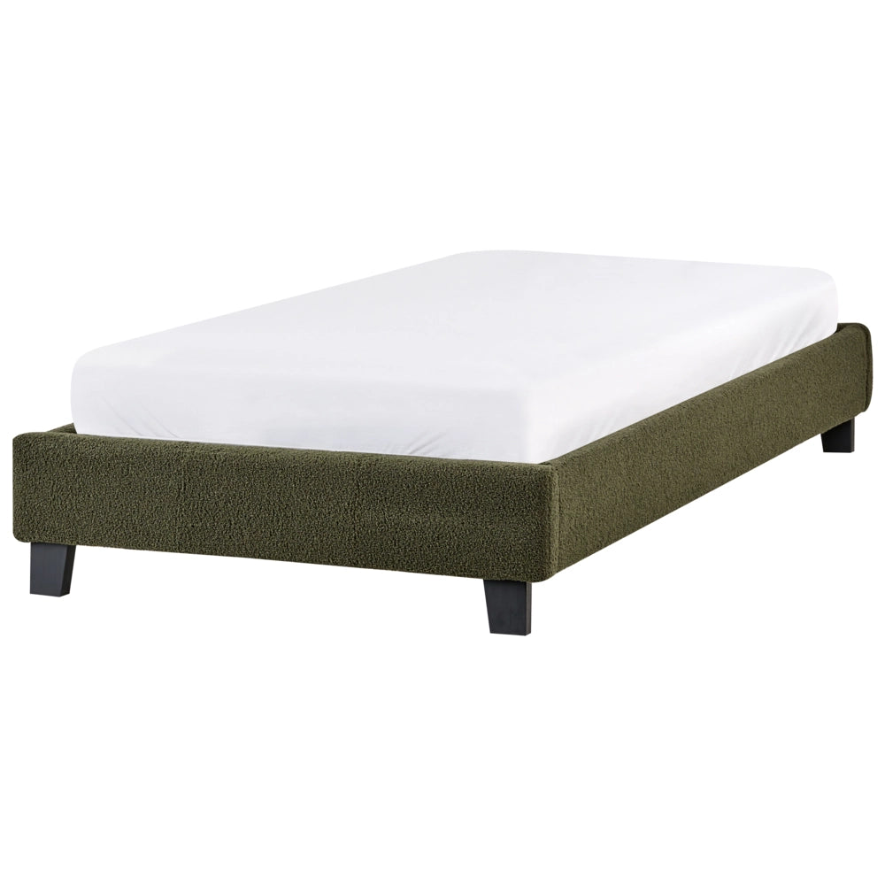 Letto singolo in bouclé verde scuro con rete a doghe 90 x 200 cm stile moderno