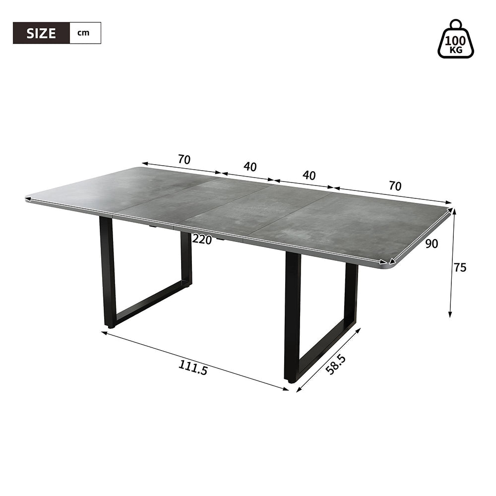 Tavolo allungabile 3 lunghezze - Xylo - 140/180/220x90 cm - Grigio - Per 6-10 persone