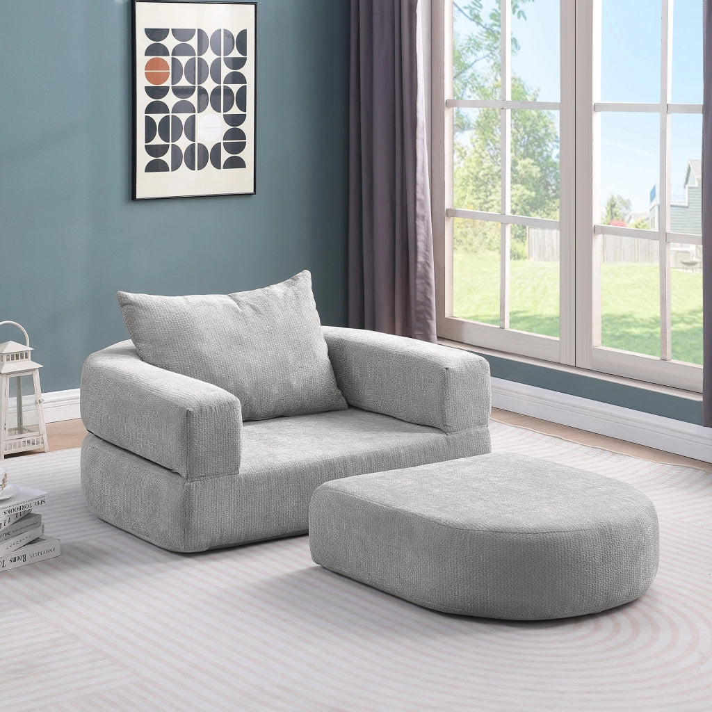 DIVANO MODULARE SEZIONALE, stile minimal, grigio chiaro, in ciniglia