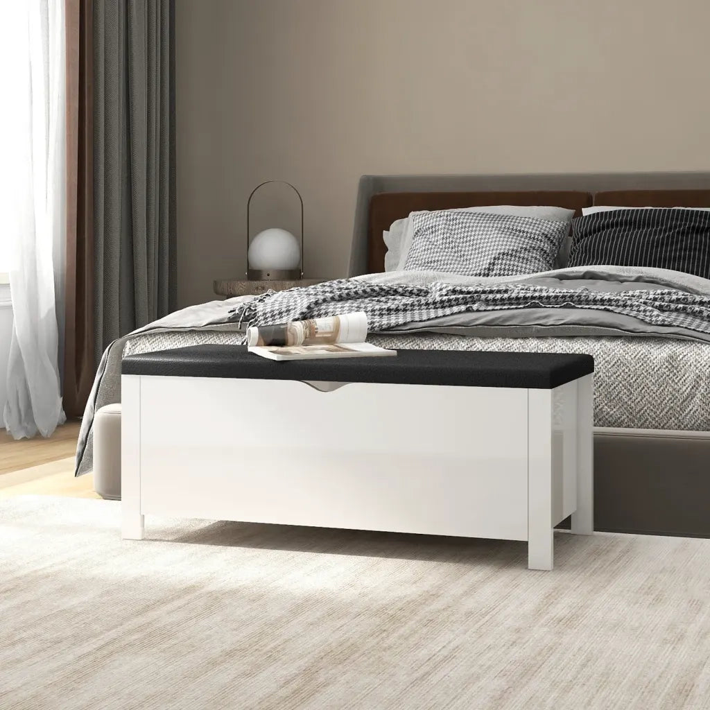 Contenitore con Cuscino Bianco Lucido 105x40x45cm Multistrato CFW4150715