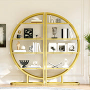 Libreria ad Arco Modulare ¨C Xylo ¨C Metallo Dorato, Ripiani MDF Bianco, 120x30x130 cm