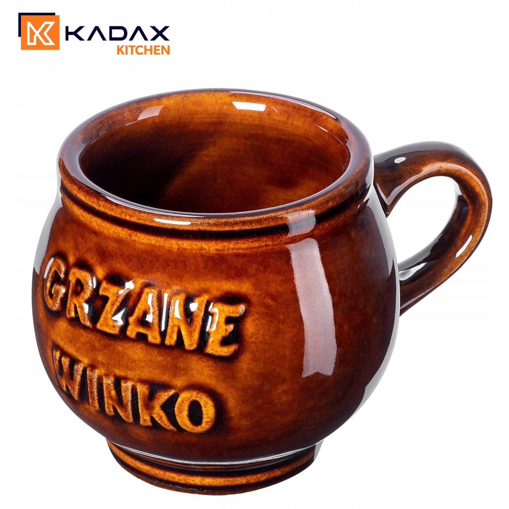 Set di 2 tazze da vin brulé KADAX da 300 ml con manico in gres.