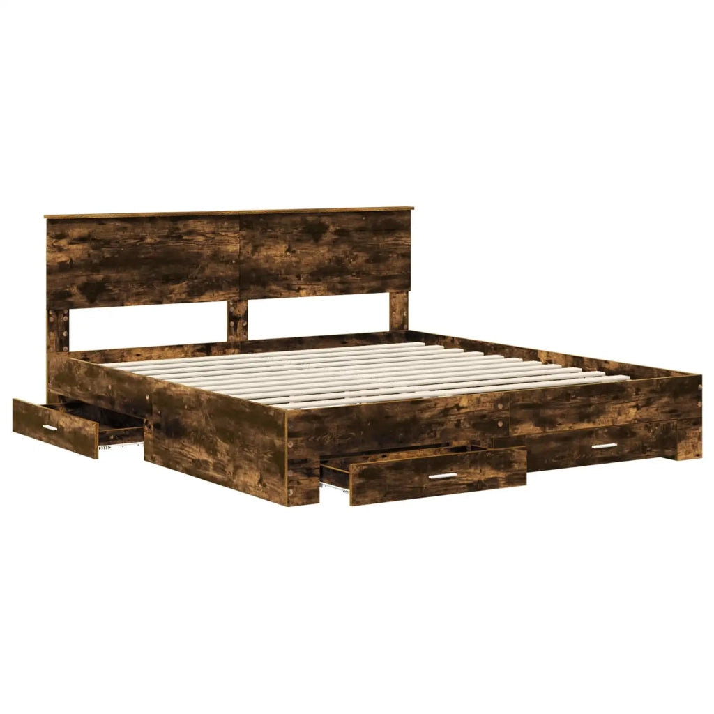 Struttura del letto Rovere fumé 200 x 200 cm Legno multistrato