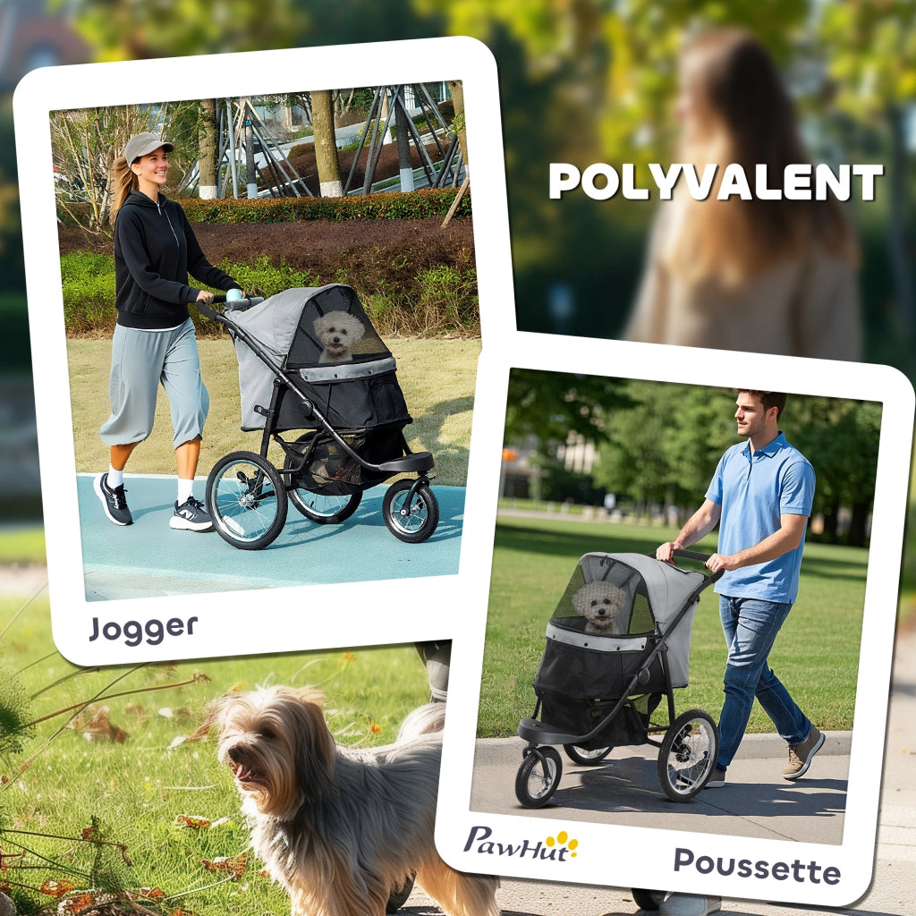Passeggino per Cani Pieghevole ¨C Xylo ¨C Con Cestino, Cuscino Lavabile, Ruote Gomma, Grigio