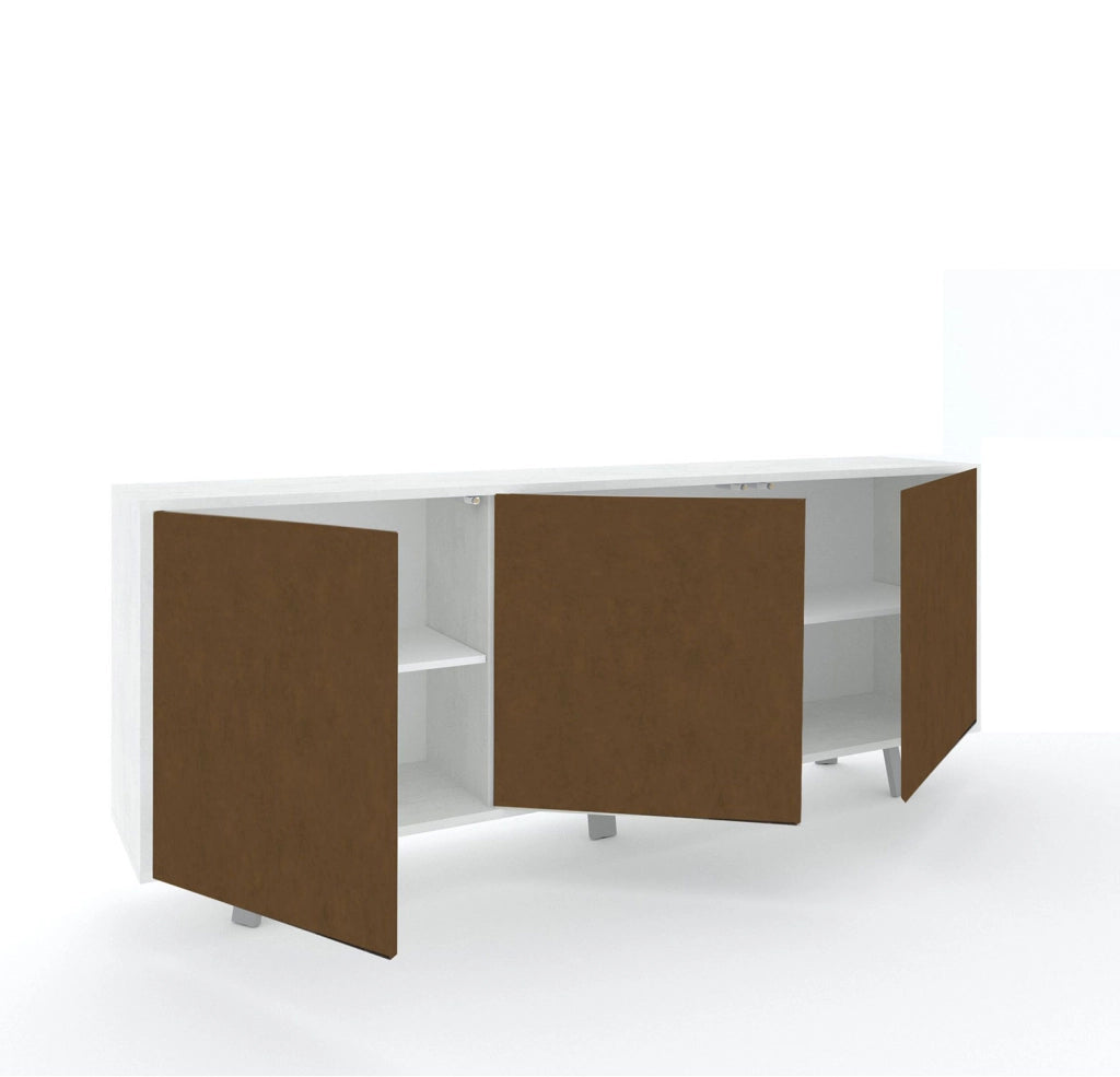 Mobile Soggiorno Madia 3 Ante 177x41x74 cm Ossido Bianco e Ruggine