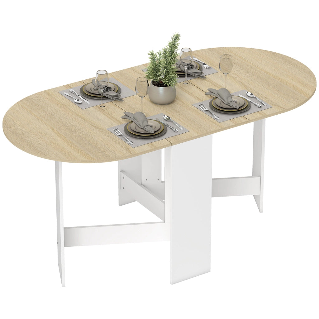 Tavolo da pranzo pieghevole ¨C zephmum ¨C legno naturale ovale per 6 persone
