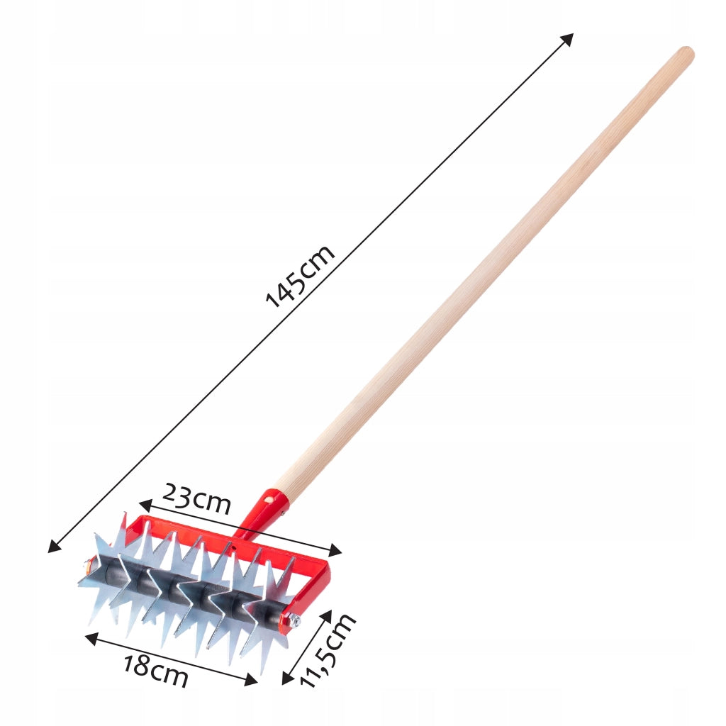 KADAX Coltivatore manuale per la lavorazione del terreno, arieggiatore da giardino, 145 cm, rotativo