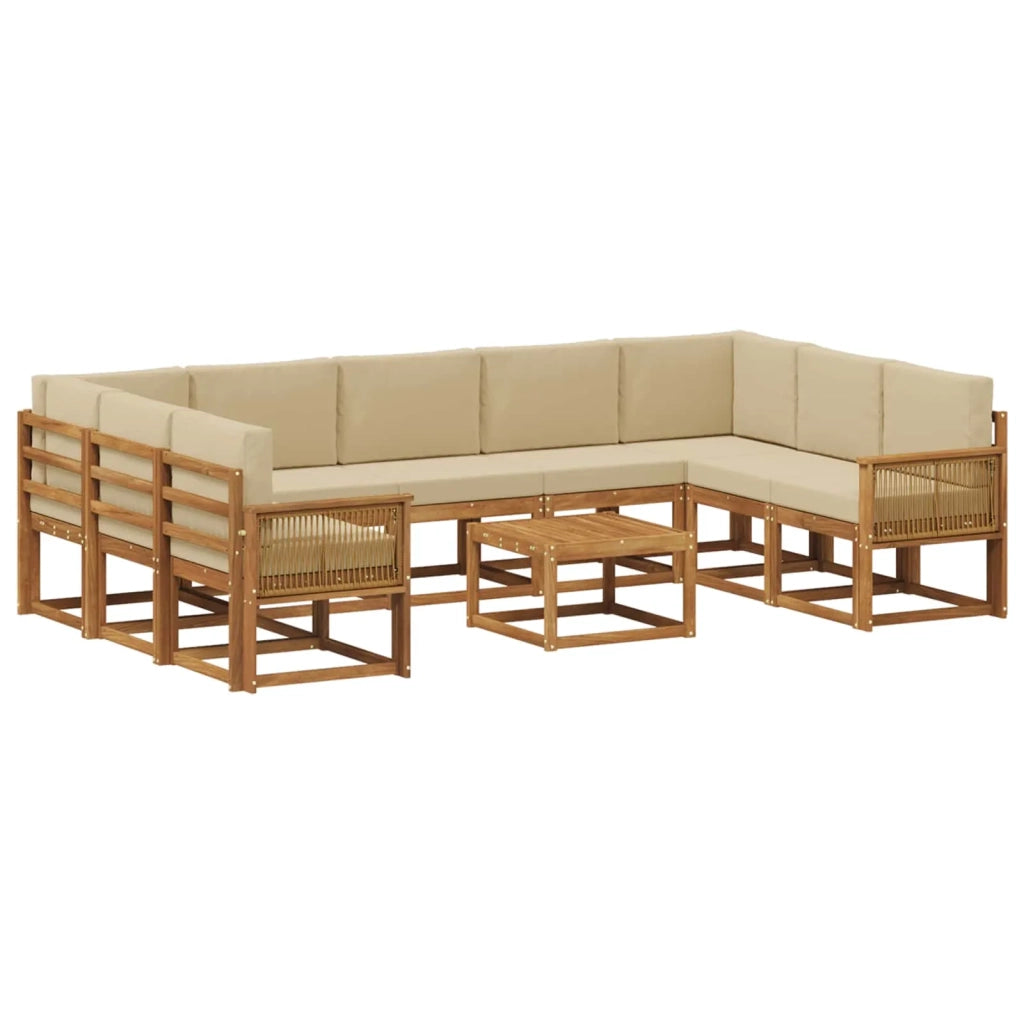 Set di divani da esterno con cuscino 10 pcs Naturale e Beige 3385559