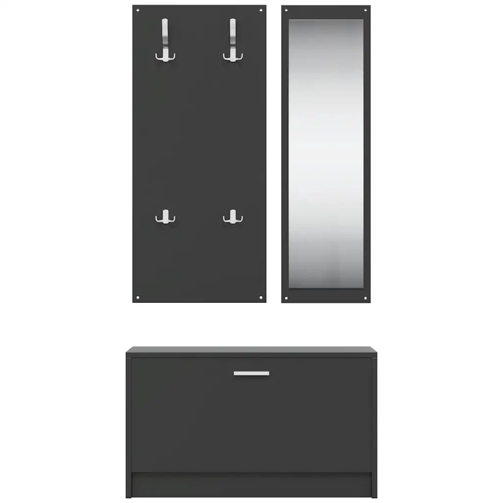 Set Scarpiere 3 in 1 Nero in Legno Multistrato 342571