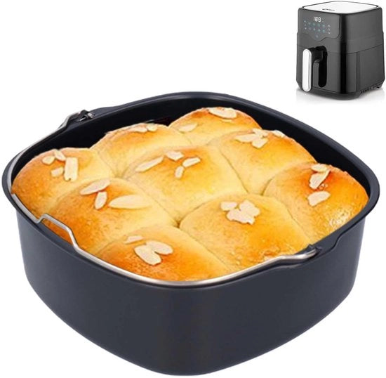 Cassa per torte adatta per Airfryer - altezza 7 cm - rivestimento antiscivolo - sicura per l'uso alimentare - resistente alla lavastoviglie - prodotto in acciaio inossidabile.