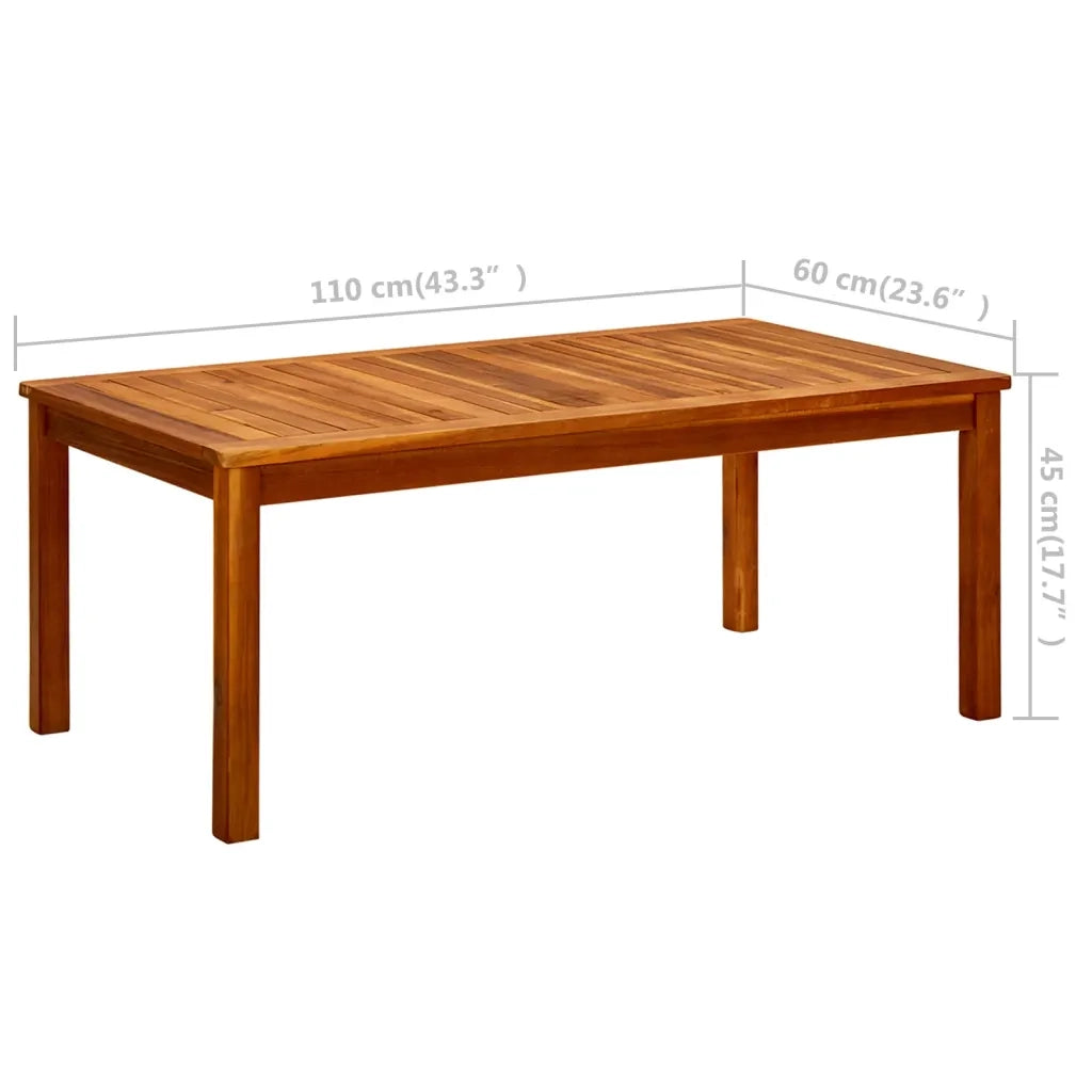 Tavolino da Giardino 110x60x45 cm in Legno Massello di Acacia cod mxl 34431