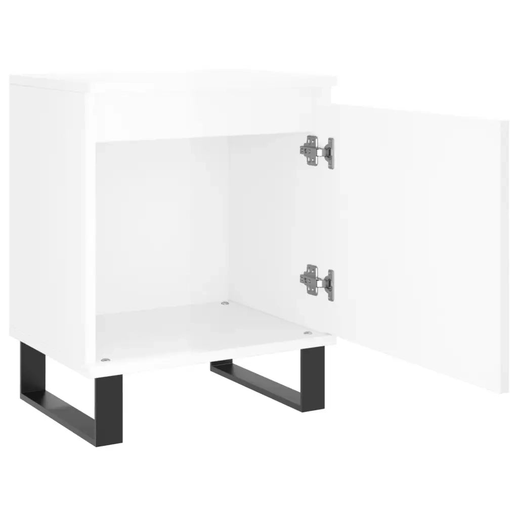 Comodini 2 pz Bianco Lucido 40x30x50 cm in Legno Multistrato