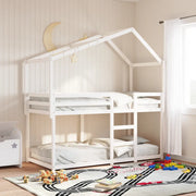 Tetto Letto Bambini Bianco 203x80,5x142 cm Legno Massello Pino