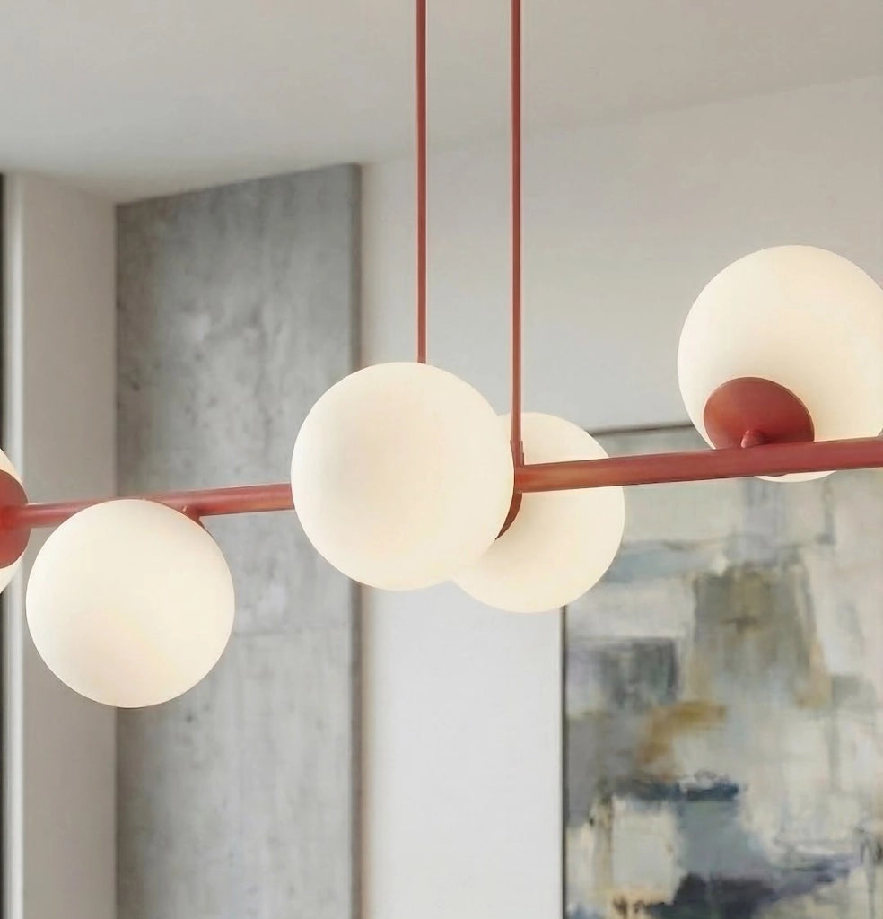 Lampada sospesa MAGNUS 8xE14 vetro bordeaux-bianco Emibig