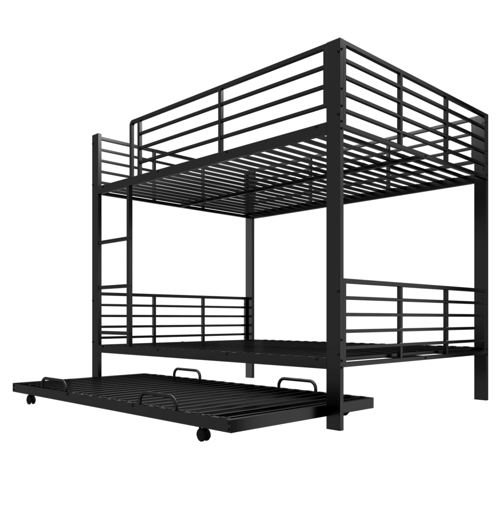 Letto a castello 140x200 cm nero in metallo con letto estraibile