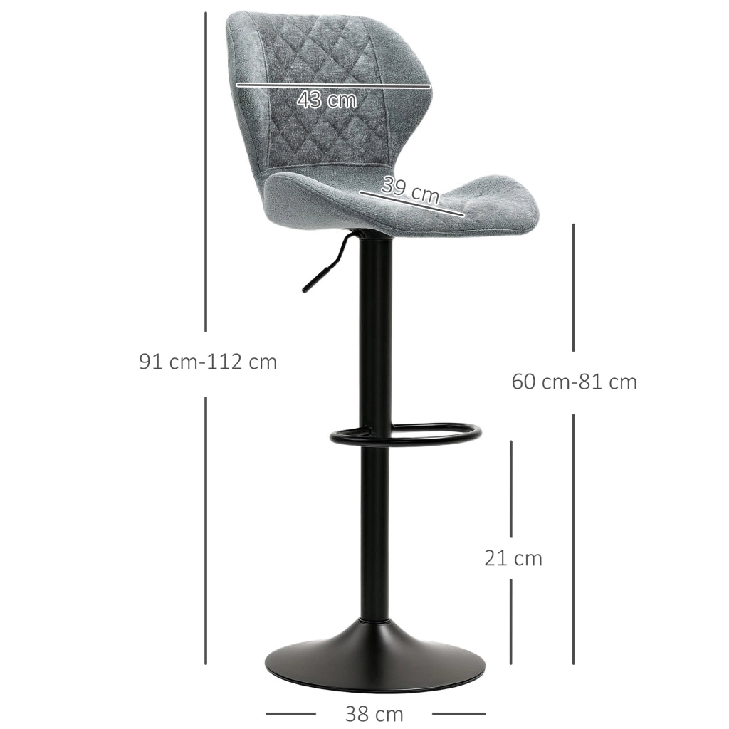 Sgabelli da Bar Set 2 Pezzi ¨C Xylo ¨C Regolabili in Altezza, con Schienale, Girevoli, Grigio