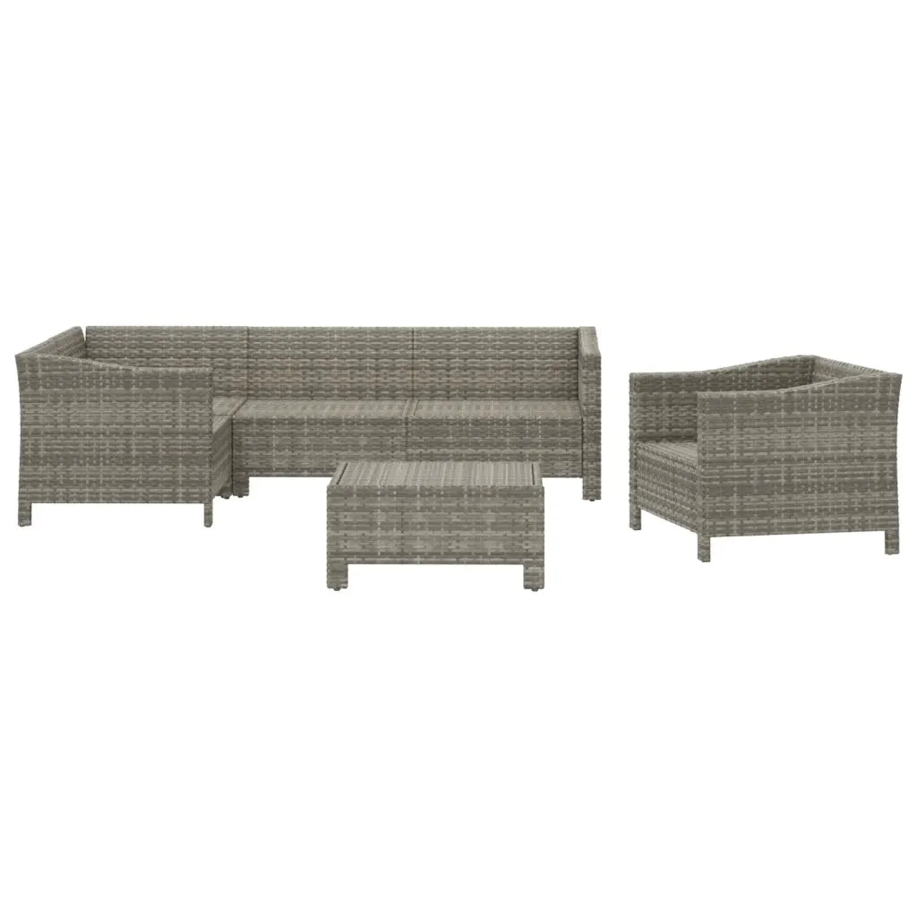 Set Divani da Giardino 6 pz con Cuscini in Polyrattan Grigio 3187281