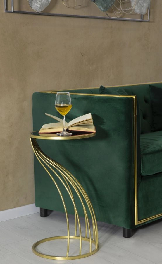 Porta Telefono Flush Ø35x60 cm in Ferro MDF e Specchio Nero e Oro