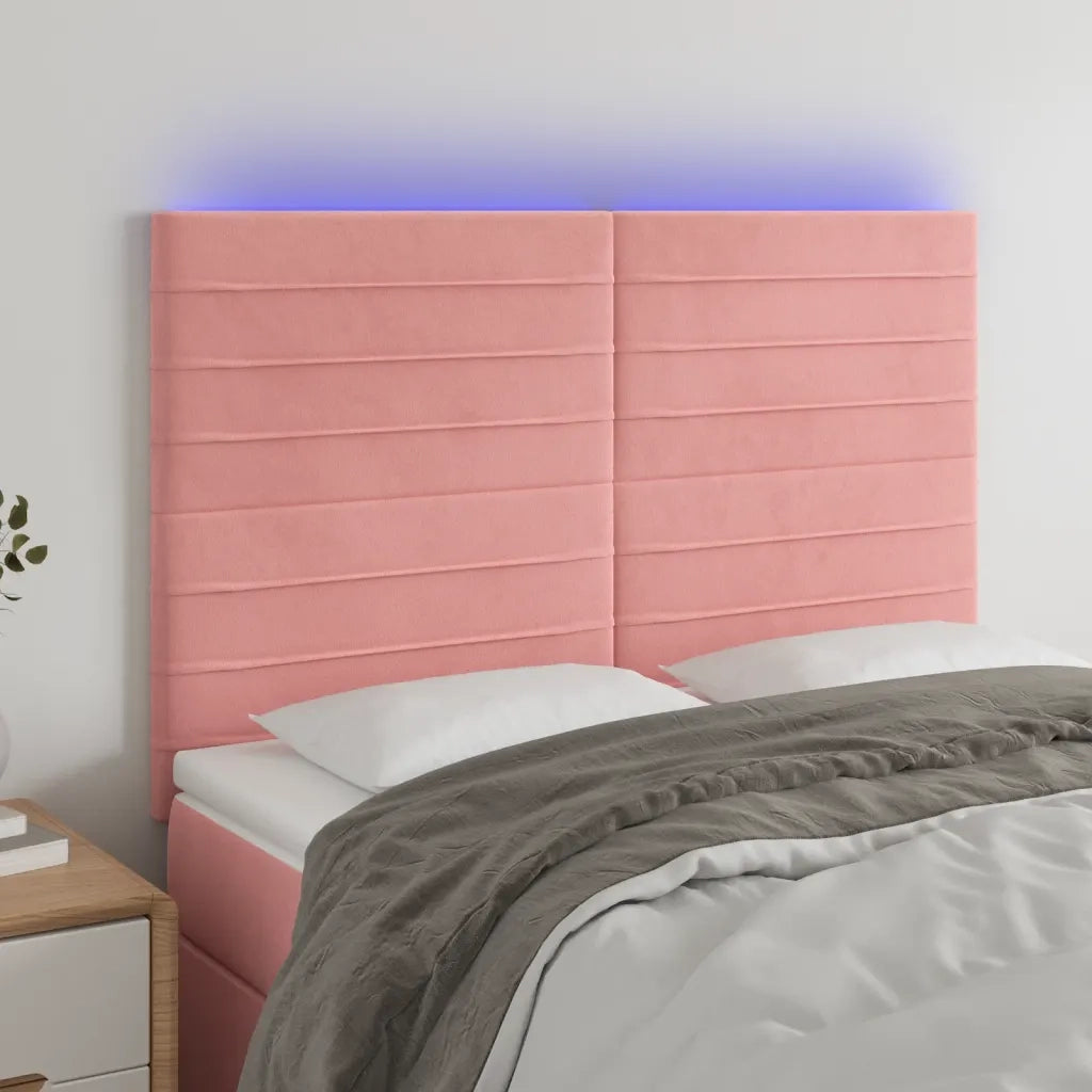 Testiera | Testata a LED Rosa 144x5x118/128 cm in Velluto