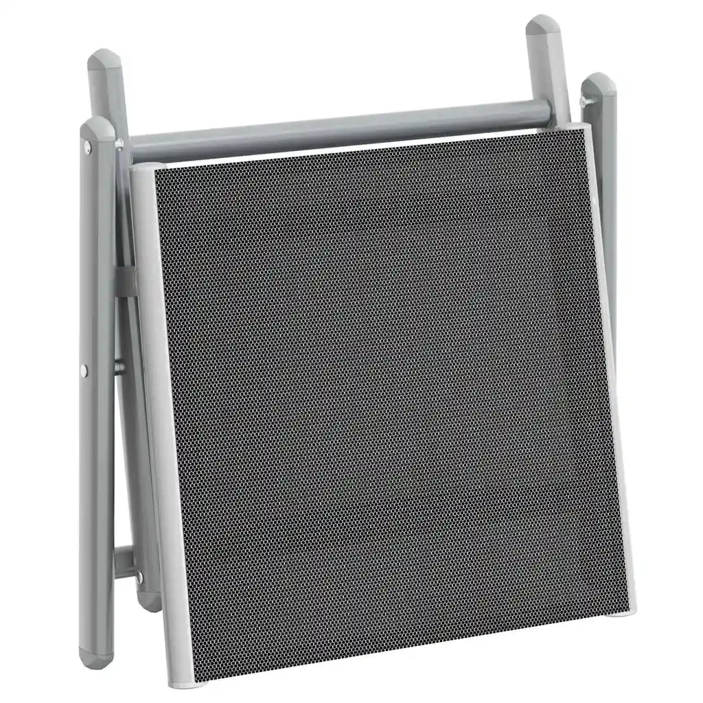 Poggiapiedi Pieghevole Nero e Argento in Textilene e Alluminio CFW1080256