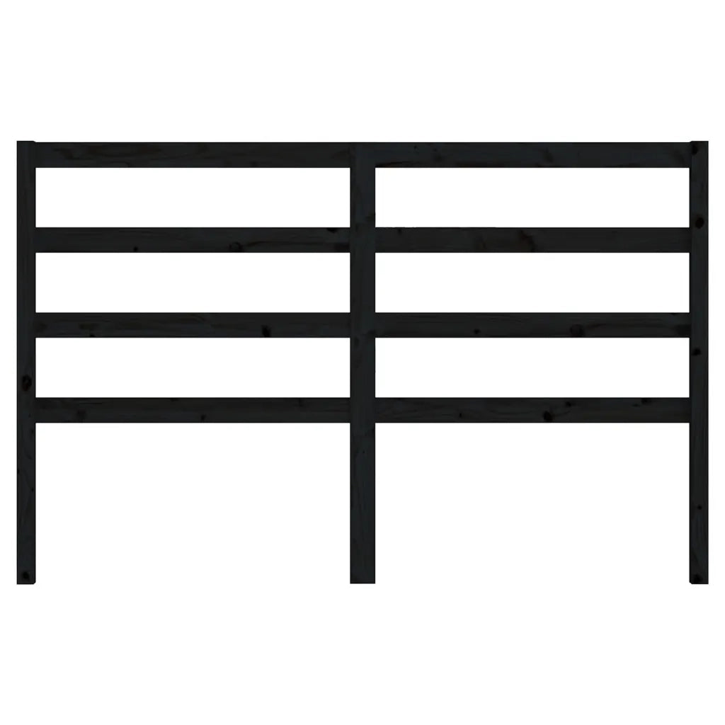 Testiera per Letto Nera 126x4x100 cm in Legno Massello di Pino 817634
