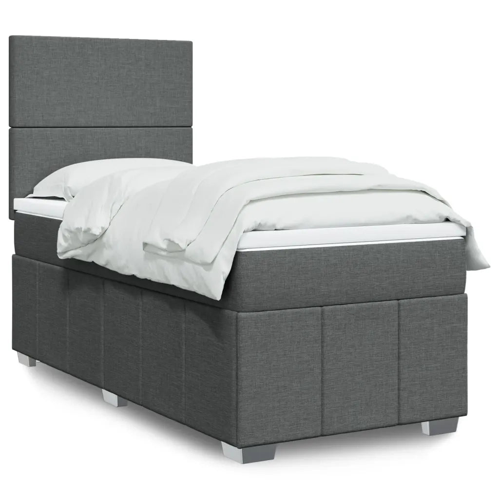 Giroletto a Molle con Materasso Grigio Scuro 80x200 cm Tessuto