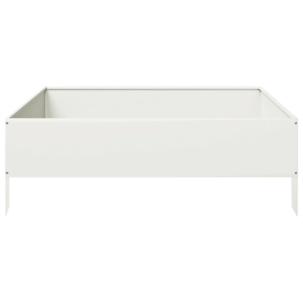 Fioriera rialzata per piante fiori patio giardino 100 x 100 x 33,5 cm acciaio bianco 02_0039281