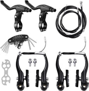 Set di freni a V per sostituzione con cavi di freno e manubrio di freno per la maggior parte delle mountain bike e biciclette (nero)
