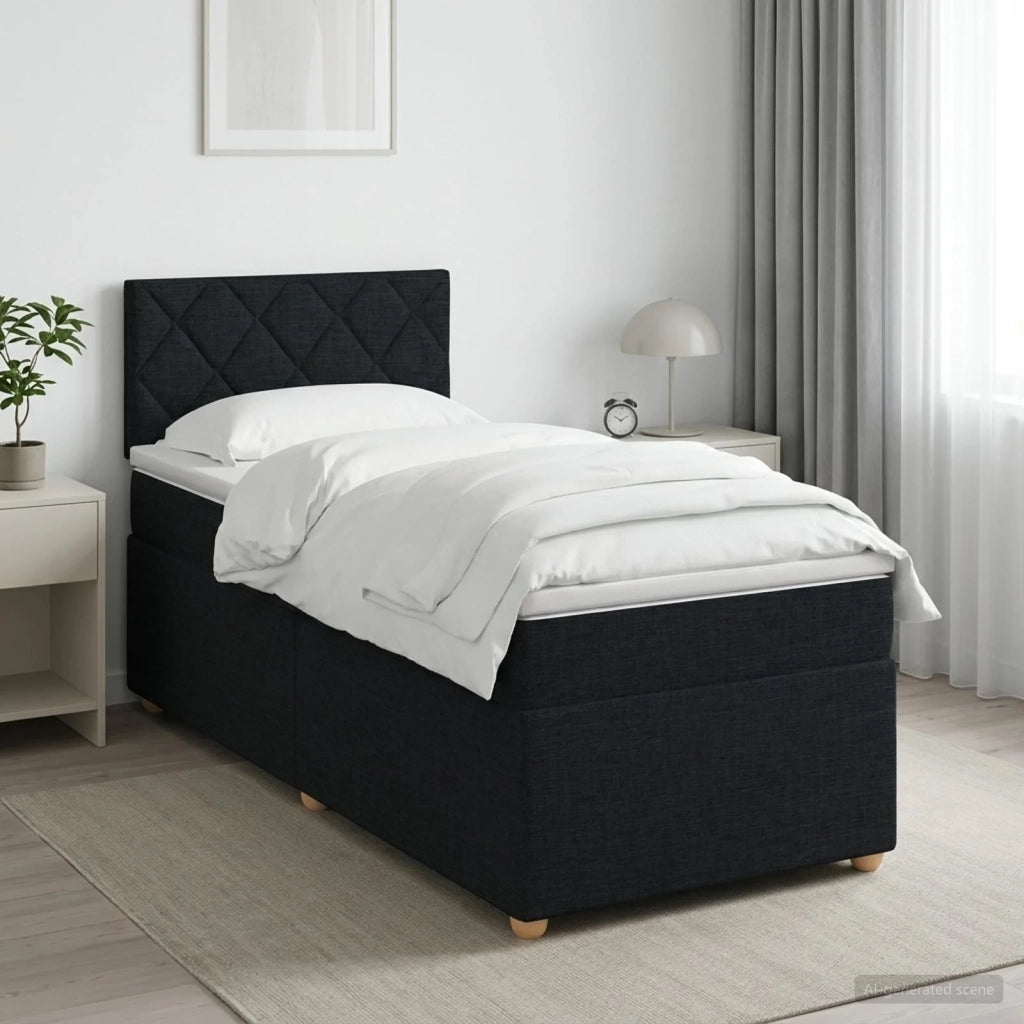 Letto box spring con materasso Nero 80 x 200 cm Tessuto 3452298