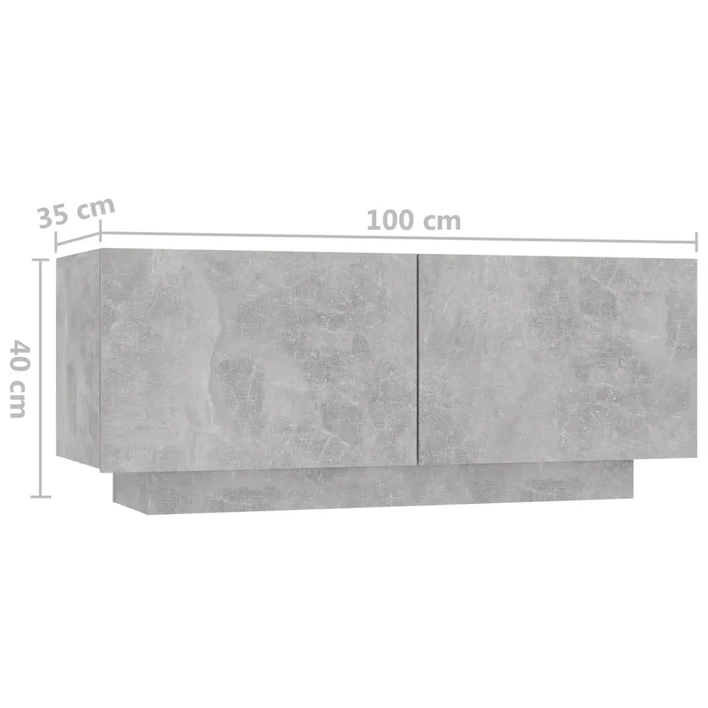 Comodino-Tavolino da notte Grigio Cemento 100x35x40 cm in Legno Multistrato