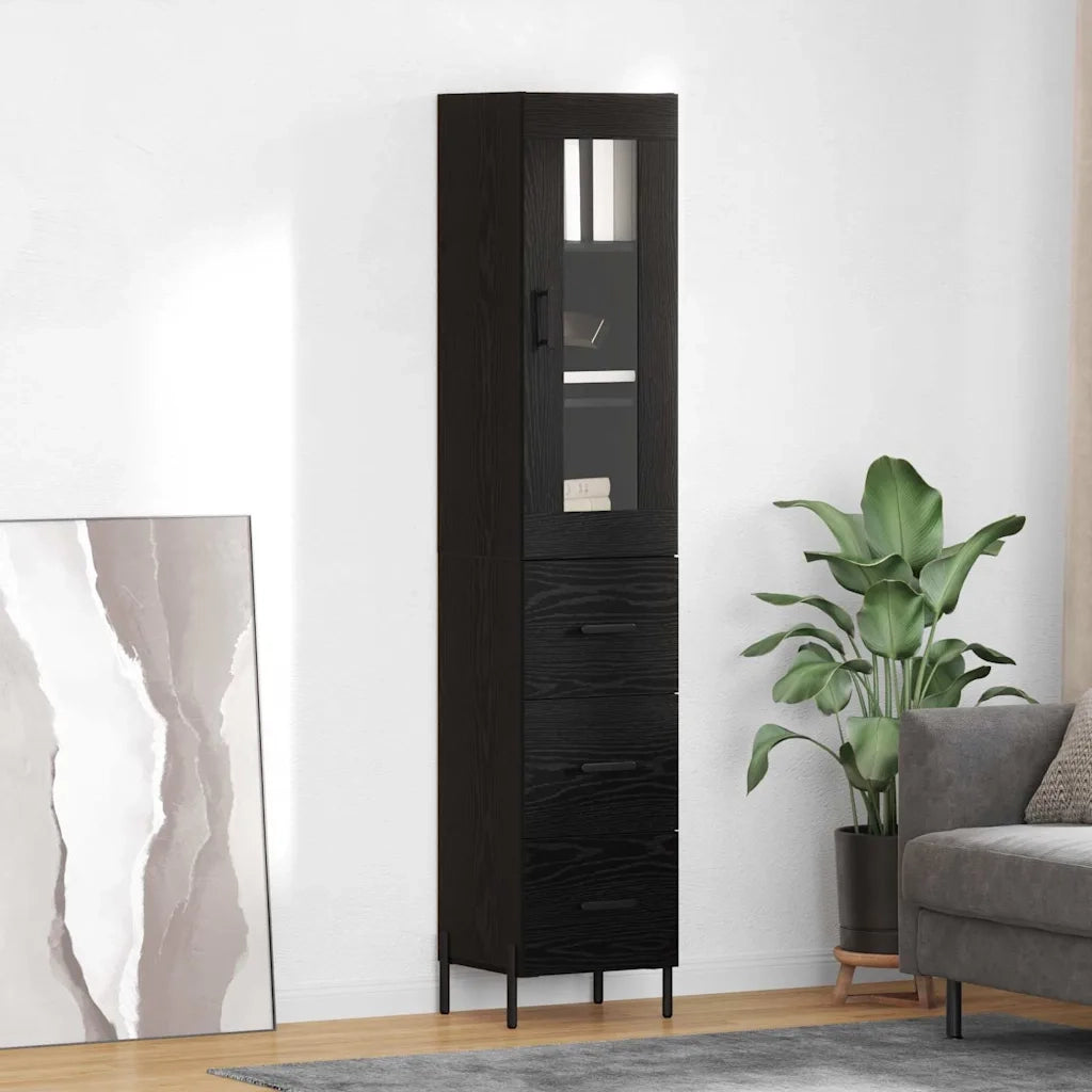 Credenza-Buffet-Armadio da cucina Rovere Nero 34,5 x 34 x 180 cm Legno multistrato 830197