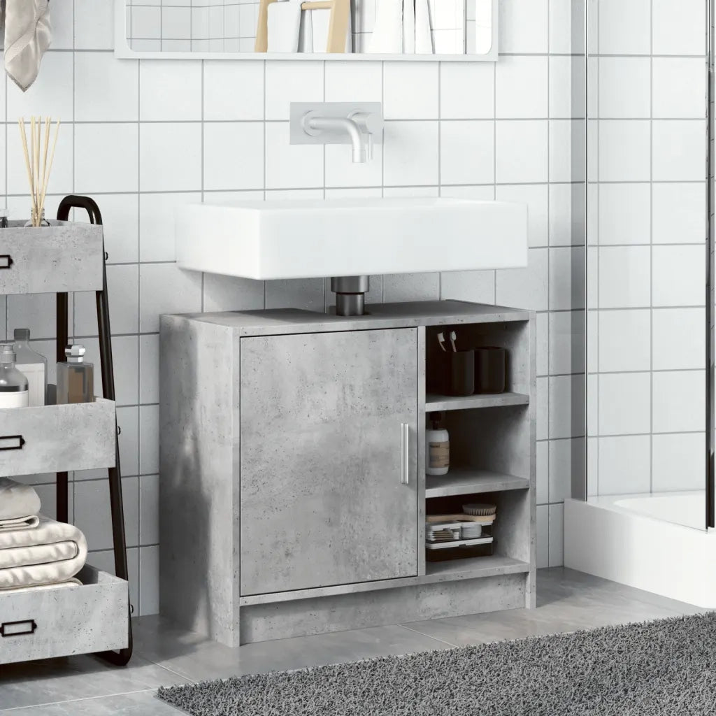 Mobile Lavabo | Armadio Lavabo Grigio Cemento 63x29x55 cm in Legno Multistrato