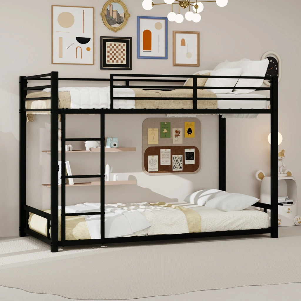 Letto a castello con due letti singoli ferro nero 98x197 cm