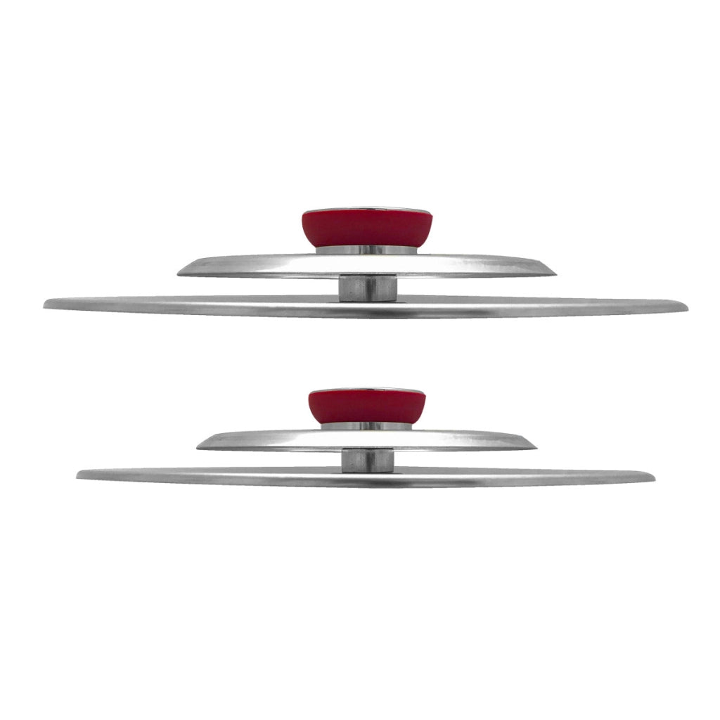Kit 2 Coperchi Magici Antiodore Ventur Magic Ø27, Ø31 cm Cooker in Acciaio Inox Pomello Rosso