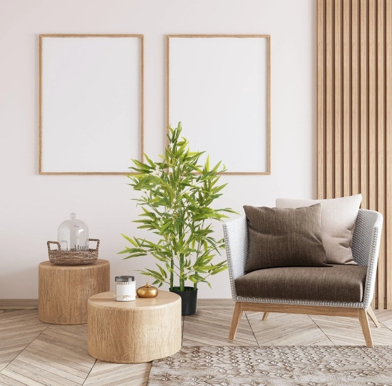 Bambù artificiale 90 cm in plastica con vaso, pianta decorativa realistica per interni