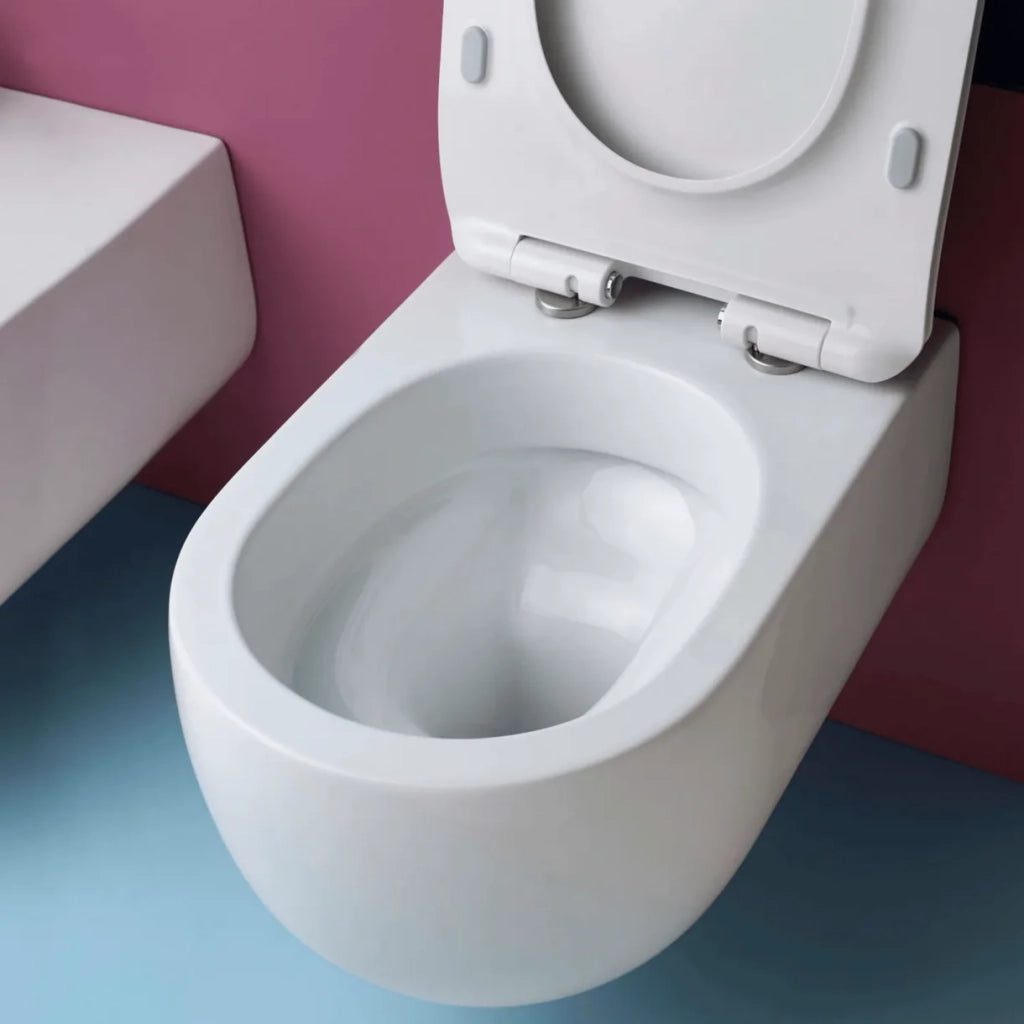 Coppia Di Sanitari Kerasan Sospesi Senza Brida Bianco Opaco "Flo 54"
