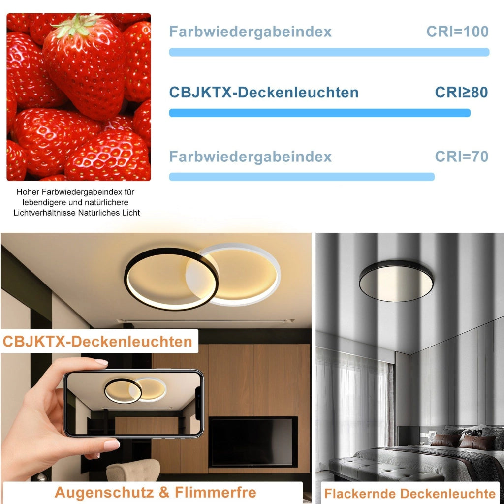 ZMH Lampada da soffitto plafoniera LED moderna bianco nero per camera letto